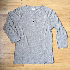 Gray / Khaki raglan 3/4 henley t-shirt - Ambig - Sz Medium